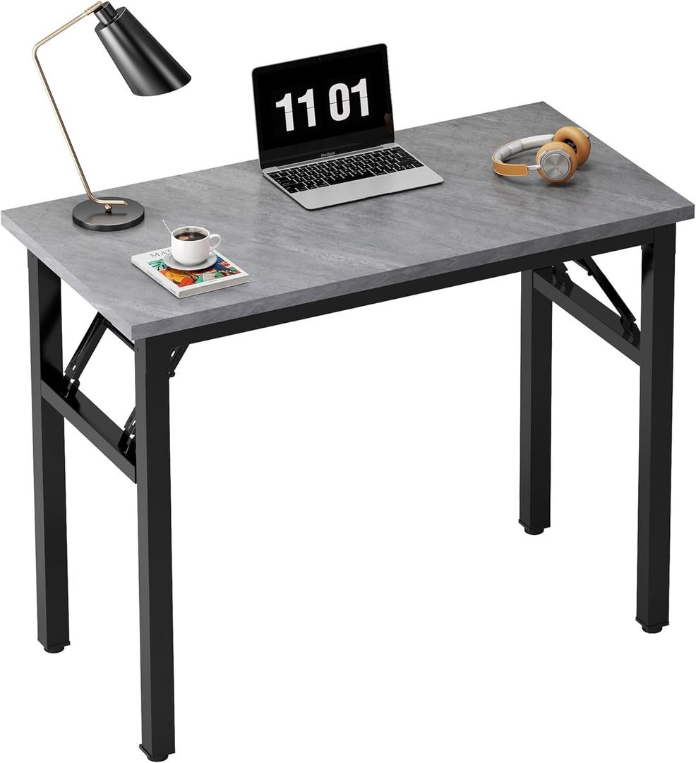 Need Folding Computer Desk - 31.5 Inch Foldable Office Writing Work Study Kids Student Teacher Home Bedroom Table for Small Space, Grey