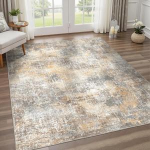 BEIMO Area Rugs 6x9 for Living Room Bedroom, Modern Abstract Machine Washable Rug, Large Soft Low Pile Floor Cover with Non Slip Backing for Dining Room, Warm Beige Mist