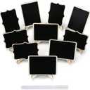 JEFURE 22 Pcs Mini Chalkboard Signs, Small Chalkboard Labels with Easel Stand, Wooden Blackboard for Table Numbers, Food Signs, Wedding Signs, Place Cards and Event Decoration, with 1 Liquid Chalk