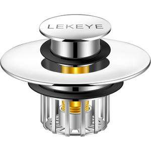 LEKEYE Tub Stopper | Shower Drain Hair Catcher | Pop-up Drain Stopper with Strainer | Bathroom Bathtub Plug | Drain Protector for 1-1/2 to 1-3/4" Bath Drain Hole (Silver)