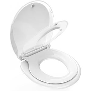 Toilet Seat with Toddler Seat, Potty Training Toilet Seat Round 2 in 1 Soft Close Quiet No Slapping, Magnetic Absorption, Easy to Install and Clean,White
