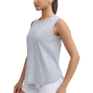 THE GYM PEOPLE Women's Workout Tank Tops Loose Fit Sleeveless Breathable Yoga Shirts with Side Slits (Medium)
