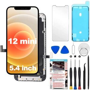 for iPhone 12 mini Screen Replacement 5.4 inch, 3D Touch LCD Display Digitizer Assembly with Repair Tools,Compatible with Model A2176, A2398,A2399,A2400