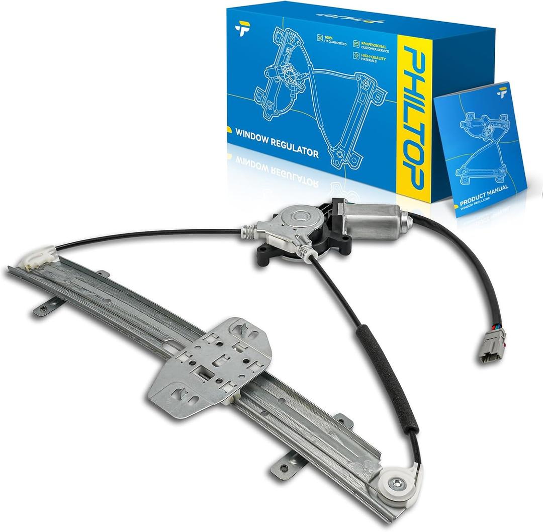 PHILTOP 741-742 Front Left Driver Side Power Window Regulator with Motor Compatible with Honda Civic 2001 2002 2003 2004 2005 Replace OE 72250S5DA06, 741742, 72250S5DA05, 72250S5DA04, (4 Pins)