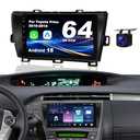 Android 15 Car Radio for Toyota Prius 2010-2015: 9'' 4GB+64GB Car Stereo Upgrade Wireless CarPlay & Android Auto with WiFi 6, Bluetooth, GPS Navigation, FM Radio, EQ, SWC, 1080P Backup Camera