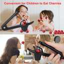 4 x Cherry Pitter, Heavy,Duty Stainless Steel Cherries Pitting Tool, Portable Cherries Corer Stoner Seed Tool with Lock Design, Fruit Pit Remover for Cherry Jam (Black)