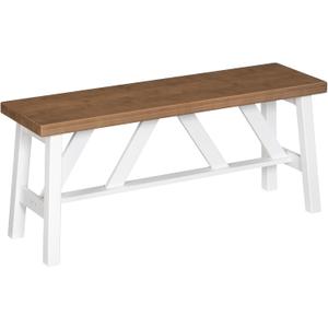 HOOBRO Bamboo Dining Bench, 39.4 inch Farmhouse Kitchen Table Bench, Solid Bamboo Dining Room Bench for Kitchen, Living Room, Bedroom, Hallway, Sturdy and Stable, Walnut and White WH17CD01