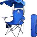 Canopy Chair Folding Camping Recliner Support with Carrying Bag, Blue