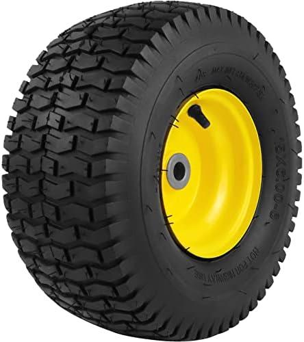 1PCS 15x6.00-6 Lawn Mower Tires, 4 Ply Tubeless 15x6-6 Front Tire Assembly Replacement for Craftsman/John Deere/Cub Cadet Riding Mowers,570lbs Capacity,3" Offset Hub,3/4" Bushing : Patio, Lawn & Garden