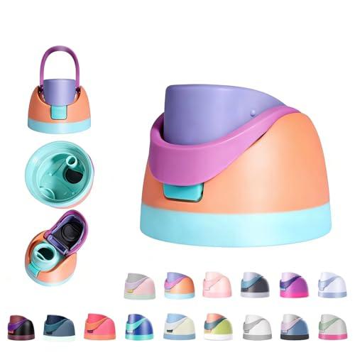 Replacement Lid Compatible with Owala FreeSip Water Bottle - Fits 16oz, 24oz, 32oz, & 40oz Stainless Steel Bottles - Leak-Proof, BPA-Free Top Cap with Stopper & Carry Loop (Rainbow Sorbet), 2 Packs