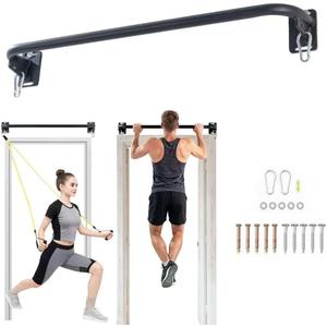 Heavy Duty Wall Mounted Pull Up Bar with 8mm Thick Steel Plates & Heavy-Duty Carabiner, Strength Training Bar for Home Gym, Garage and Indoor Workout