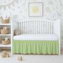 Cottington Lane Sage Crib Skirt Dust Ruffle, 100% Natural Cotton, Soft, Durable Nursery Crib Toddler Bedding Skirt for Baby Girls or Boys, Fits Standard Cribs 28" x 52" with 14" Drop