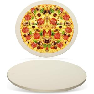 15" Round Pizza Stone for Grill Oven, Heavy Duty Cordierite Baking Stone Cooking Pan, Durable Large Pizza Grilling Stone, Ideal for Grilling Baking Several Sizes of Pizzas
