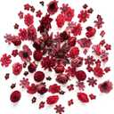 Floroom Mini Artificial Flower Heads Burgundy & Red Fake Peony Daisy Rose Multicolor Small Faux Silk Flower Heads for Cake Craft Garland Wedding Party Graduation Cap DIY Home Decoration, 0.8"-3.6"
