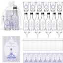 24 Set Quinceanera Party Favors for Guests Include Aera Clear Shot Glasses Plastic Empty Bottle Thank You Card Organza Bag and Funnel for Sweet 15 Birthday Party Supplies(Purple)