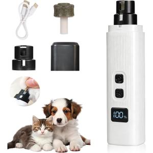 Cat Nail, Upgraded Safe Cut Cat Nail Trimmer, Two Adjustable with 360°Grinding Settings, Low-Vibration Ultra-Quiet Under 40dB, Powerful Enough for All Cats and Dogs (White)