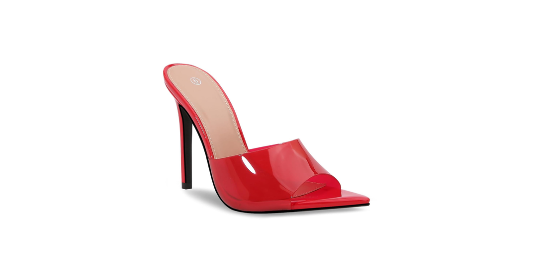 Women Clear Pointed Toe Sandals Stiletto Heels Transparent Strap High Heels Slip on Mules for Women Size 10