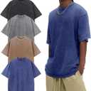 Arssm Oversized Tshirts for Men Acid Wash Loose Fit Vintage Cotton Heavyweight T Shirts Baggy Tees (Large, Blackgreykhakiblue)