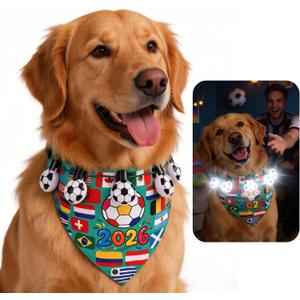 Dog Bandanas 2026 Soccer Championship Theme Adjustable Pet Football Scarf (Green, Medium)