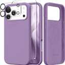GONEZ Magnetic For iPhone 17 Pro Case, Compatible With MagSafe, [Screen Protector + Camera Lens Protector], Liquid Silicone Anti-Scratch Shockproof Protective Phone Case 6.3 Inch, Light Purple