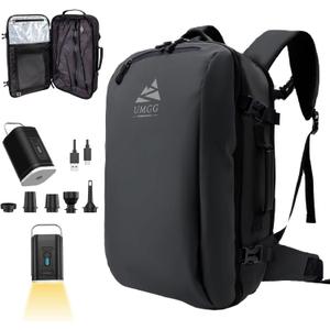 Vacuum Travel Backpack 60L with Air Pump Vacuum Water Resistant Air Compression System Carry On Suitcase Luggage with Rain Cover Black