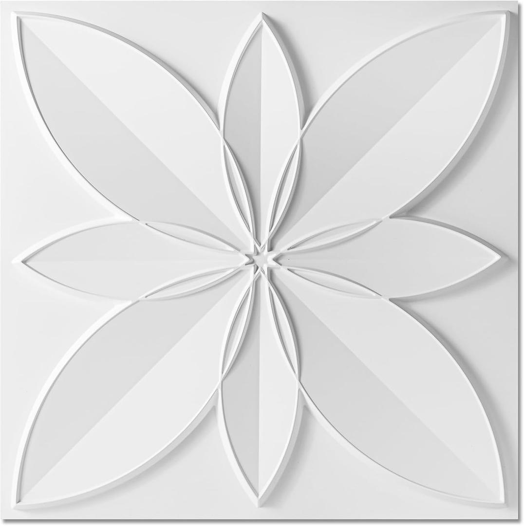 WOWSTAR 12-Pack 24"x24" Drop Ceiling Tiles, Waterproof Glue Up Ceiling Decor, White