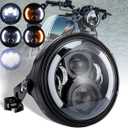 7 Inch LED Motorcycle Headlight Round with Housing Bucket Turn Signal DRL Hi/Low Beam Headlight for Harley Honda Suzuki Yamaha Kawasaki Cafe Racer Chopper Bobber Motorcycle