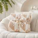 Snuggle Sac Beige Twin Size Blankets for Bed, Super Soft Warm Blankets Oversized Cozy Knit Fuzzy Blanket for Living Room, Chevron Beige,60x80 inches