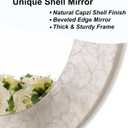 Capiz Shell Round Mirror, 30'' Coastal Mirror with Natural Capiz Seashell Frame, Decorative Circle Wall Mirrors for Living Room Mantel Bathroom Entryway