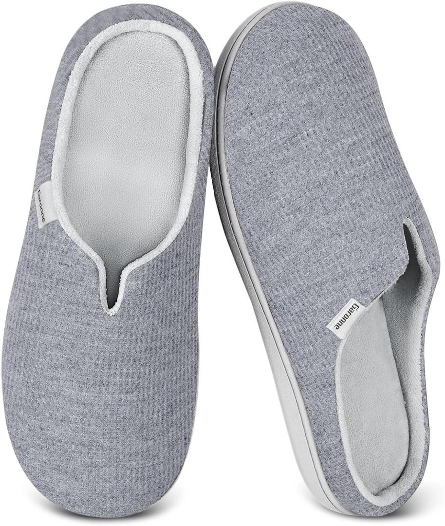 Garonne Women's V-neck Slippers with Memory Foam, Ladies' Slip-on House Shoes for Bedroom Indoor/Outdoor (7-8, Dark Grey)