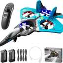 V17 Remote Control Airplane Foam RC Planes for Kids Adults 8-16, RC Fighter Jet Airplane with Light, 2 Batteries, 360° Flip Fighter Jet Toy, Stunt Roll, Gifts for Adult Boys (Blue with 2Batteries)