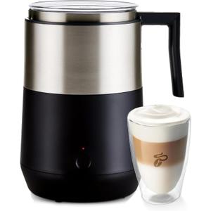 Tchibo Induction Milk Frother, 16.9 oz Capacity - Electric Coffee Frother for Hot and Cold Milk Froth - with Touch Button and Automatic Switch-off Function, Dishwasher-safe