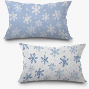 Blue Christmas Snowflake Winter Pillow Covers 12x20 Set of 2, Christmas Snowflake Decor, Xmas Winter Holiday Lumbar Pillow Covers for Home Living Room Bedroom Sofa Couch