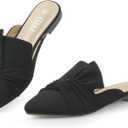 MUSSHOE Women Pointed Toe Mules Flats - Slip on Backless Loafers - Comfortable Work Slide Shoes for Professional Woman Aged 25-40 Casual Classic Dressy (Black Suede) -size 9