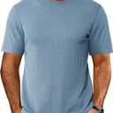 Ekouaer Men's Knit T-Shirts Short Sleeve Casual Ribbed Shirts Lightweight Crewneck Tees Stretchy Undershirts, Medium