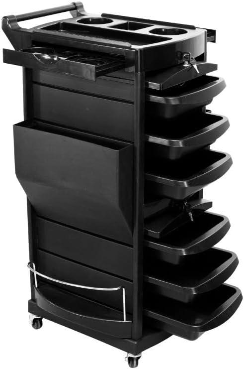 Hairdressing Trolley  Professional Salon Rolling Cart Organizer | Durable Plastic Construction | Multi-Tier Storage for Hair Tools & Accessories | Sleek Black Finish for Salons, Spas & Home Studios