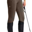 SANTINY Women's Horse Riding Pants Zipper Pockets Silicone Full-Seat Breeches Equestrian Schooling Tights for Women (Large, Brown)