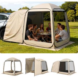 VEVOR SUV Tailgate Tent, 6 x 6 ft Pop-Up Screen House Canopy for 46 Person, Portable Screened Shelter with Carry Bag, for Car Camping, Backyard, Patio, Outdoor Activities