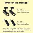 2-Pack 20W White H-Type LED Track Spotlights, 4000K Natural White Dimmable, Includes Free 7.28" Oval H Track Base – Ideal for Closet, Vanity, Art Display & Retail Shop