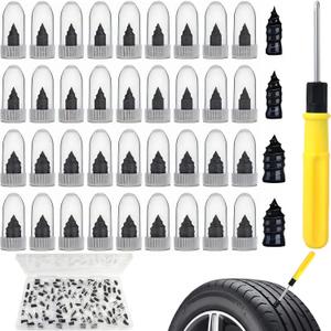 80 PCS Tire Repair Rubber Nails Kit, 2 Sizes Vacuum Spiral Rubber Plug Screws with a Screwdriver, Tire Fix Rubber Nail Kit for Car, Truck, Motorcycle, Tractor Tire Puncture Fast Self-Service Repair
