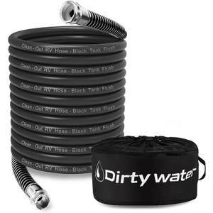 Camper & RV Black Water Hose - No-Kink Design Camper Sewer Hose - RV Accessories With Storage Bag - Perfect For Black Water, Gray Water, And RV Tank Cleaning, 75FT 5/8" Diameter
