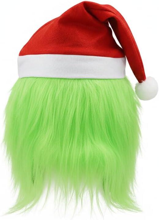 Adults Mask Christmas Santa Elf Costumes Face Masks with Hat Xmas Cosplay Props for Men Women (One Size, Green)