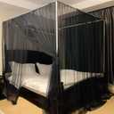 Black Mosquito Net Tent for Bed or Plant，Protecting Plant,One Side Opening Canopy Netting Curtain Net for Bedroom Decoration Twin Size（Without Frame）