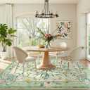 Morebes Green Floral 8x10 Area Rug for Living Room, Washable Non Slip Bedroom Rug, Soft Low Pile Carpet for Kids Nursery Office Dining Room Playroom Decor (Sage Green 8'x10')