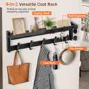 dreampossible 4 in 1 Coat Rack Wall Mount with Shelf, Coat Hooks 25.2" Entryway Coat Hanger with Key Hooks and Mail Holder, Wall Hooks with Shelf, Hat Rack for Wall Key Holder Mail Organizer