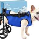 Dog Wheelchair for Back Legs – Adjustable Height/ Length/ Width, Sturdy Wheelchair with All-Terrain Shock-Absorbing Wheels, Mobility Support for Injured or Disabled Small & Medium Dogs & Cats, Blue (M)