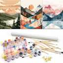 3 Pack Paint By Numbers Kit for Adults - Landscape Adult Beginner Diy Acrylic Pigment Canvas Easy Paint By Numbers - Suitable for Home Space Wall Decoration - 12x16 Inch Arts and Crafts for Adults