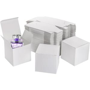 Jucoan 100 Pack White Paper Gift Boxes with Lids, 4 x 4 x 4 Inch Gift Wrapping Box Party Favor Box Goodies Treat Boxes Candy Boxes for Wedding, Graduation, Father's Day Bridesmaids Proposal, Birthday, Baby Shower