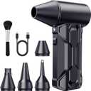 Compressed Air Duster, 110000 RPM High-Speed Electric Air Duster with Brushless Motor, 3-Speed Settings, Rechargeable Cordless Dust Blower with Fast Charging for PC, Keyboard, Car, Home (Black)