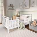 Dream On Me Emma 3-in-1 Wooden Toddler Bed, GREENGUARD Gold, White, Crib,  56 L x 29 W x 28 H